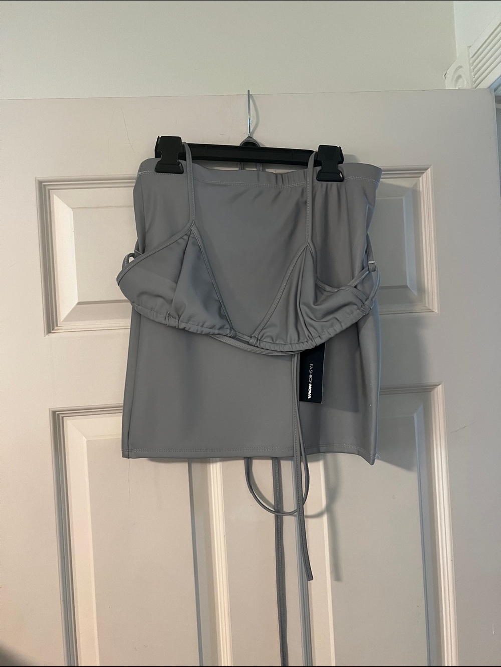 Fashion Nova Gray Two-Piece Skirt Set